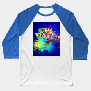 Colorburst tiger in blue Baseball T-Shirt